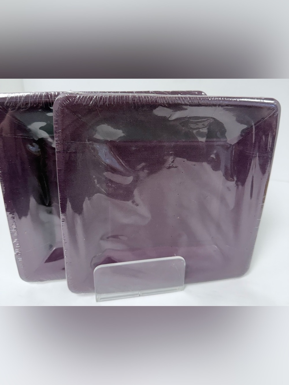 2 Square Salad Paper Plates Boston International 8-Count 7" Aubergine New